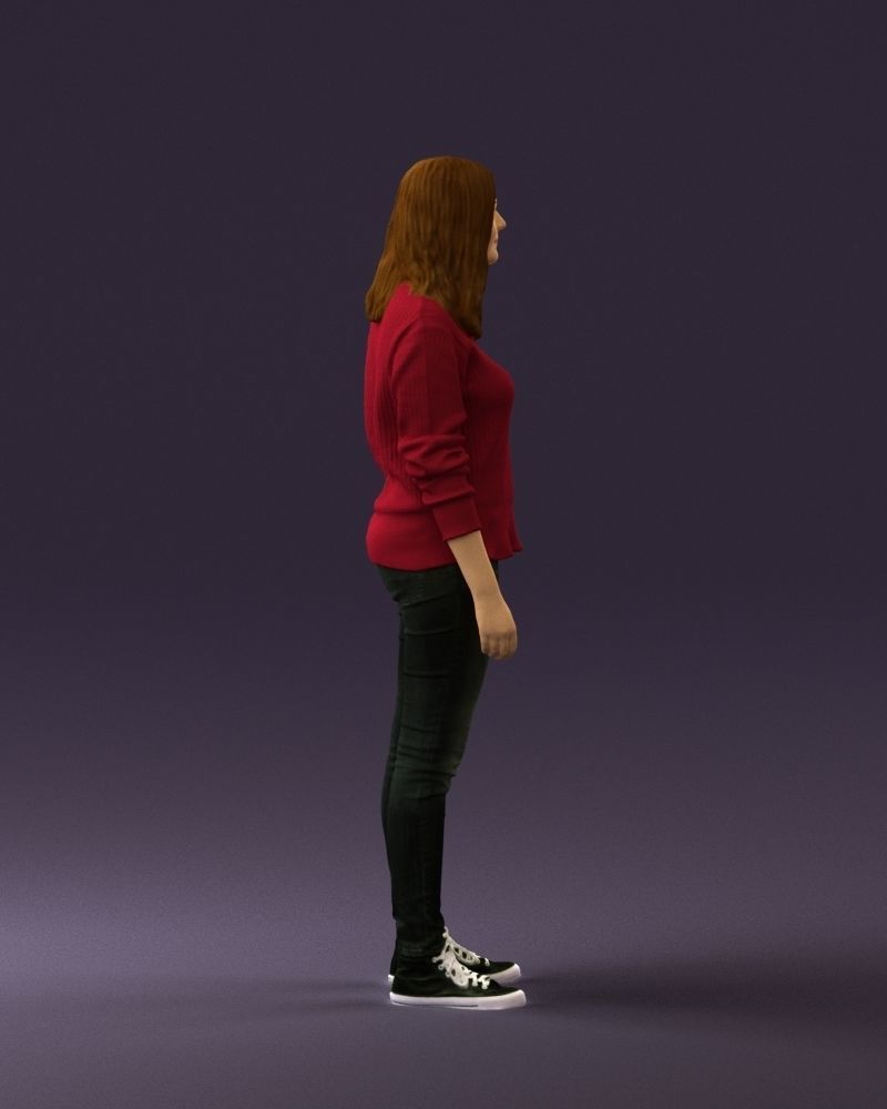 Woman in burgundy sweater 0759 3D model_12
