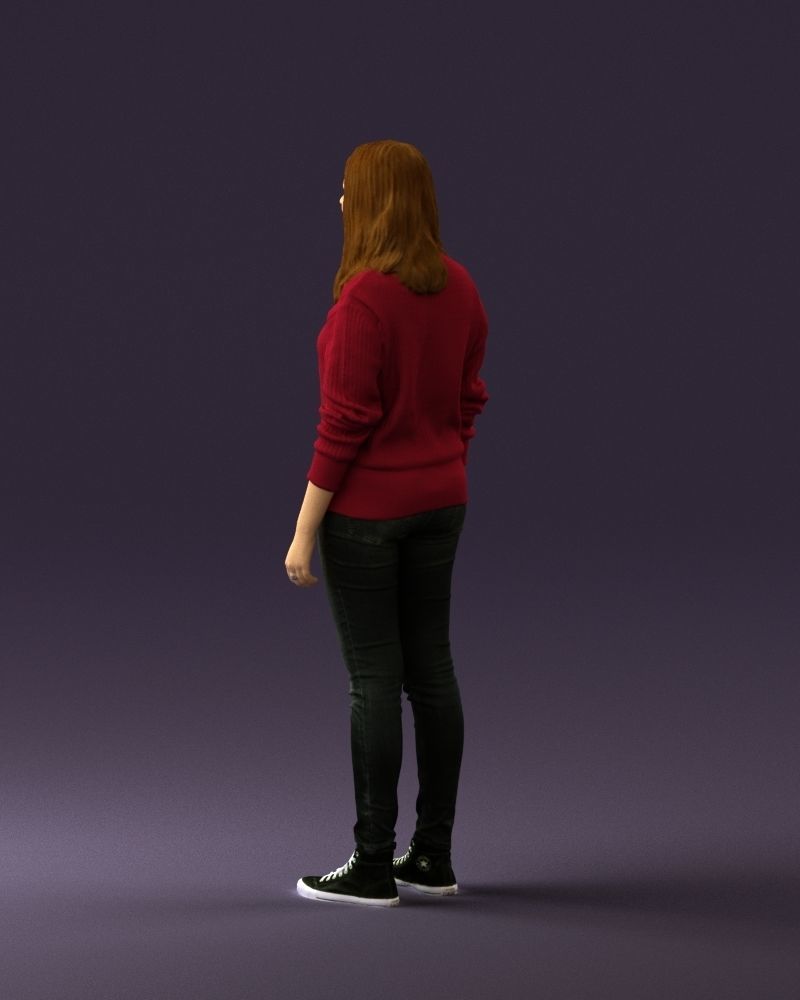 Woman in burgundy sweater 0759 3D model_21