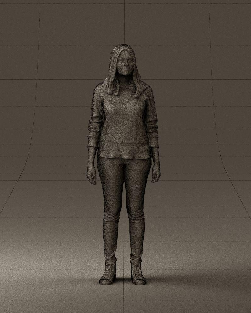Woman in burgundy sweater 0759 3D model_2