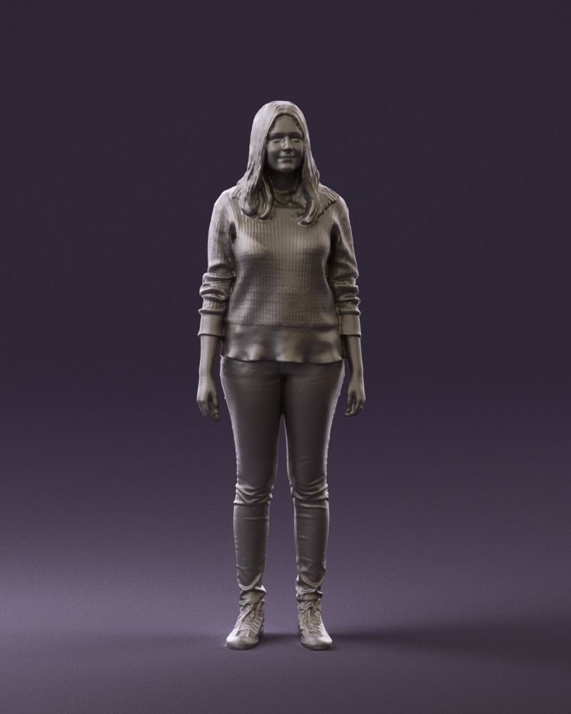 Woman in burgundy sweater 0759 3D model_1