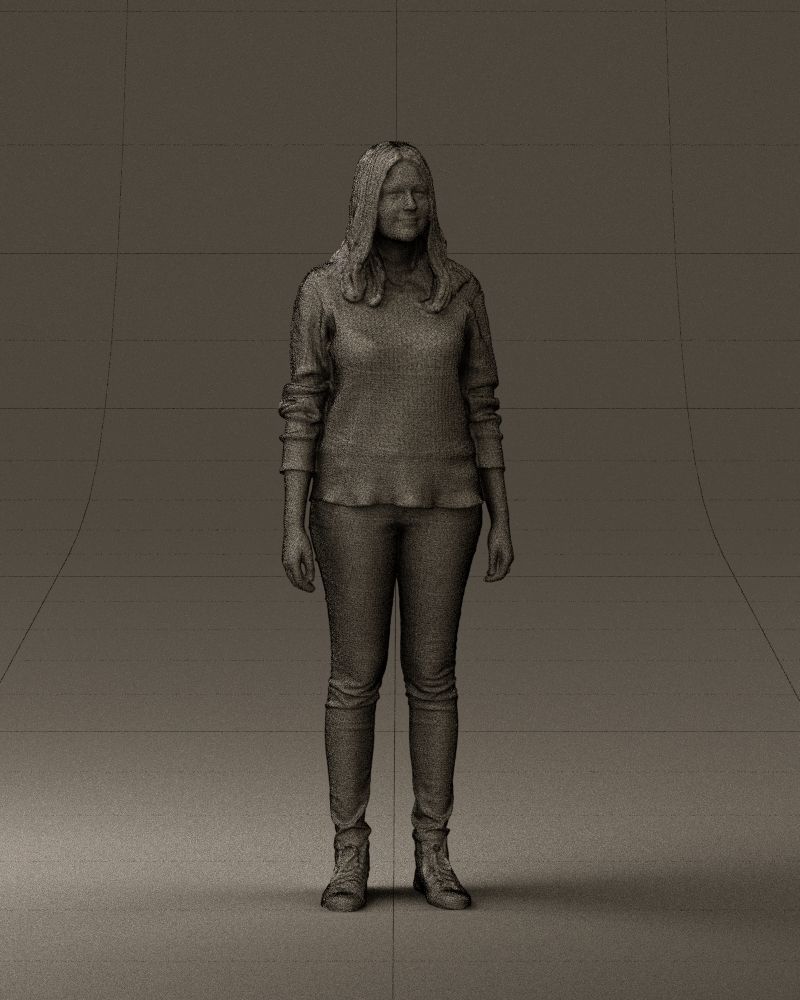 Woman in burgundy sweater 0759 3D model_5