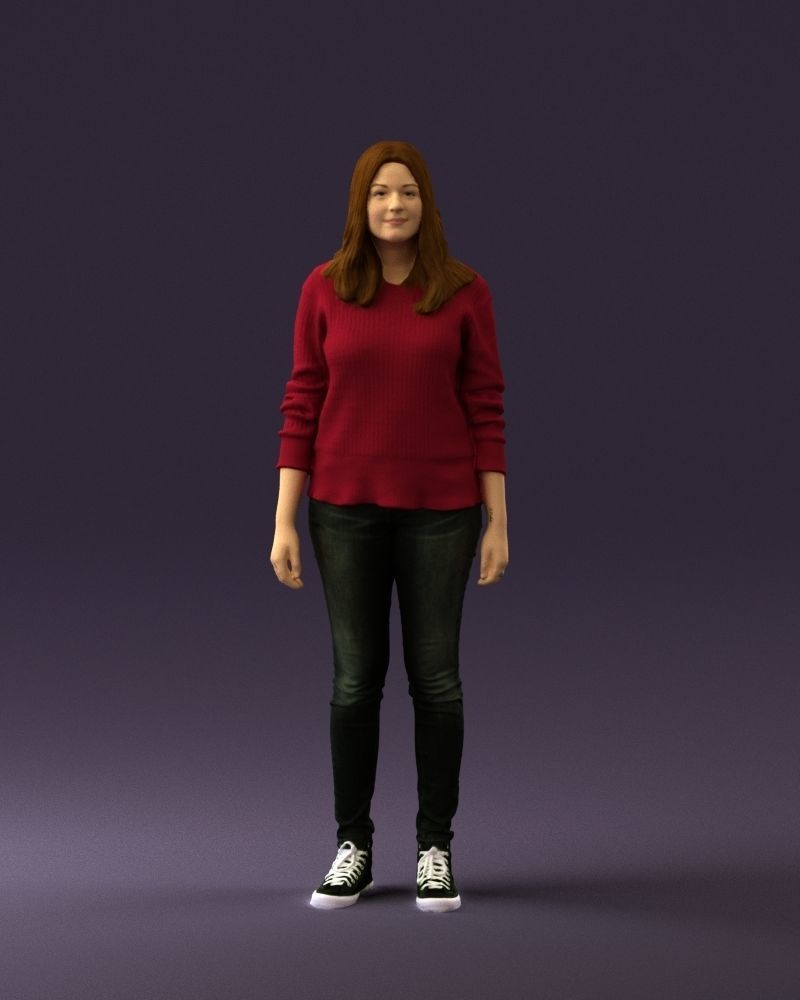 Woman in burgundy sweater 0759 3D model_33