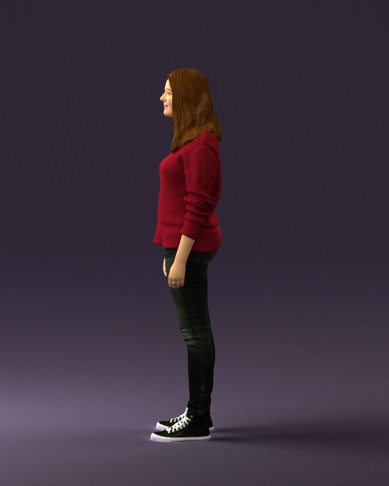 Woman in burgundy sweater 0759 3D model_24