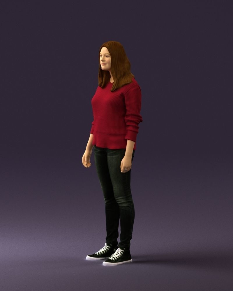 Woman in burgundy sweater 0759 3D model_27