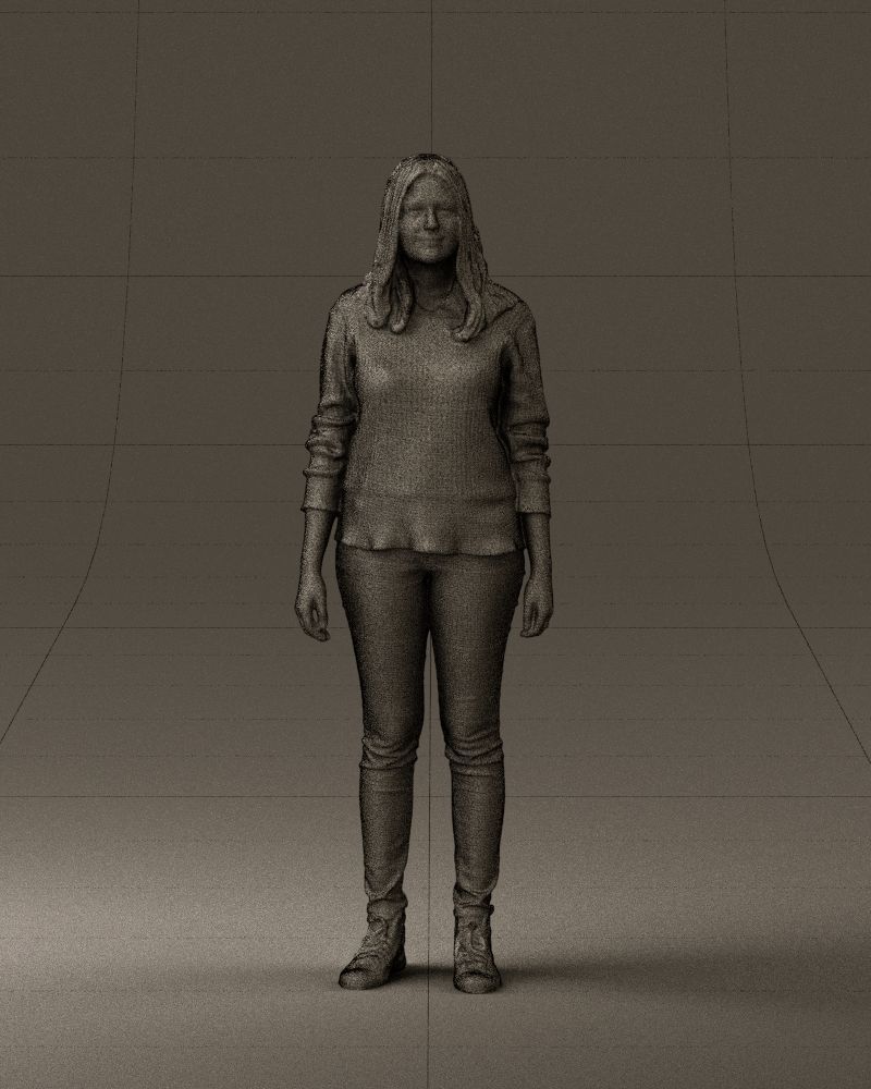 Woman in burgundy sweater 0759 3D model_35