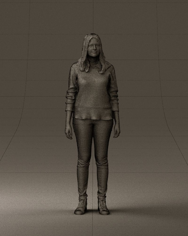 Woman in burgundy sweater 0759 3D model_38