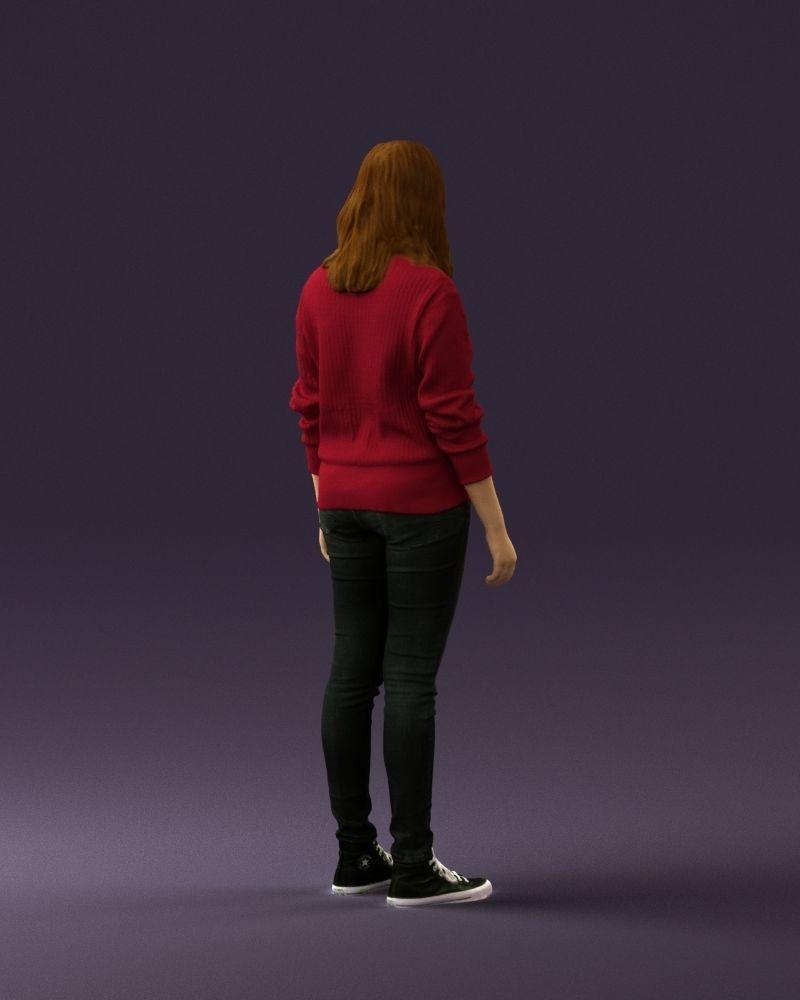 Woman in burgundy sweater 0759 3D model_15