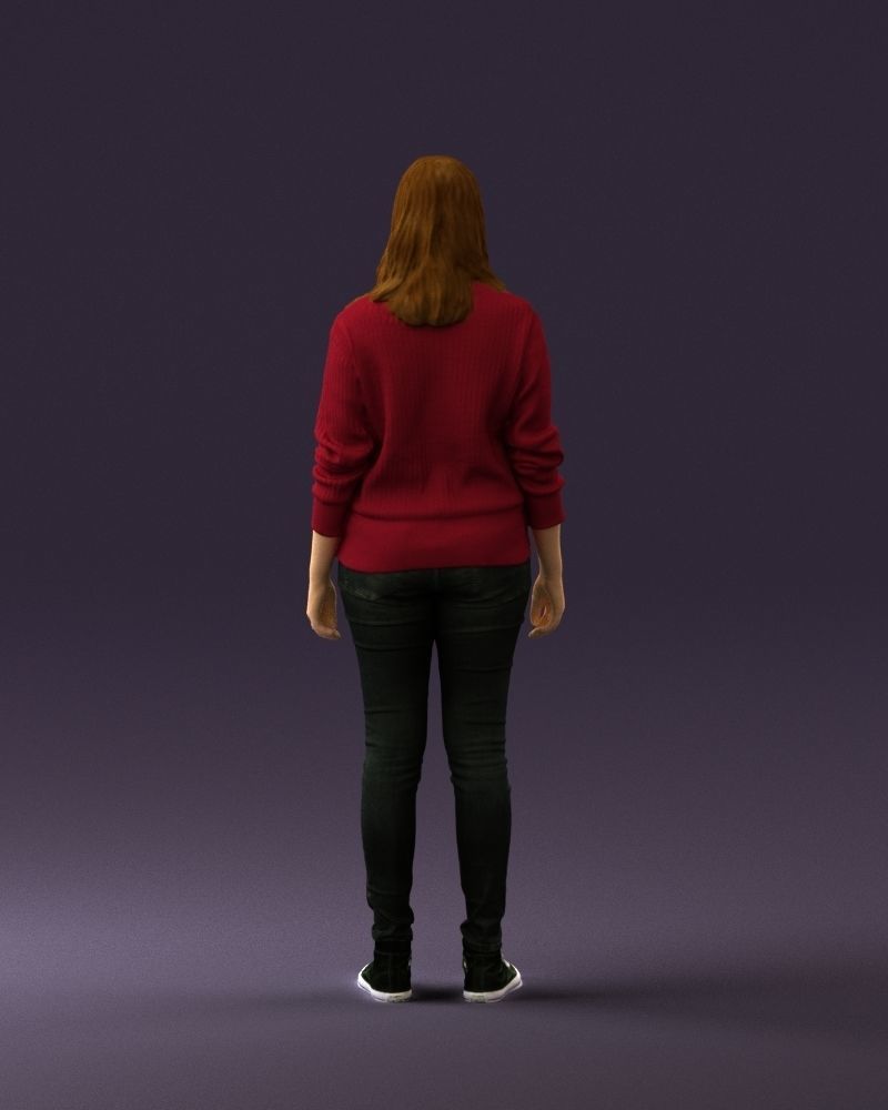 Woman in burgundy sweater 0759 3D model_18