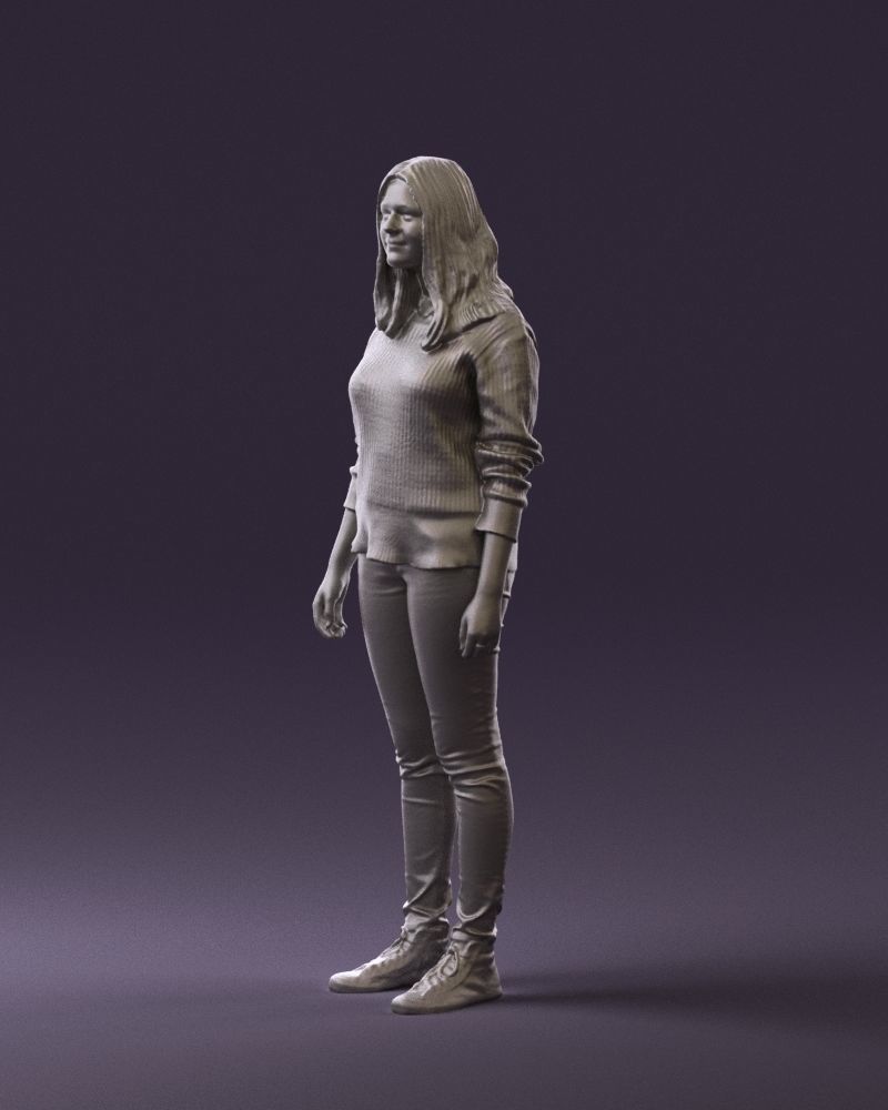 Woman in burgundy sweater 0759 3D model_28