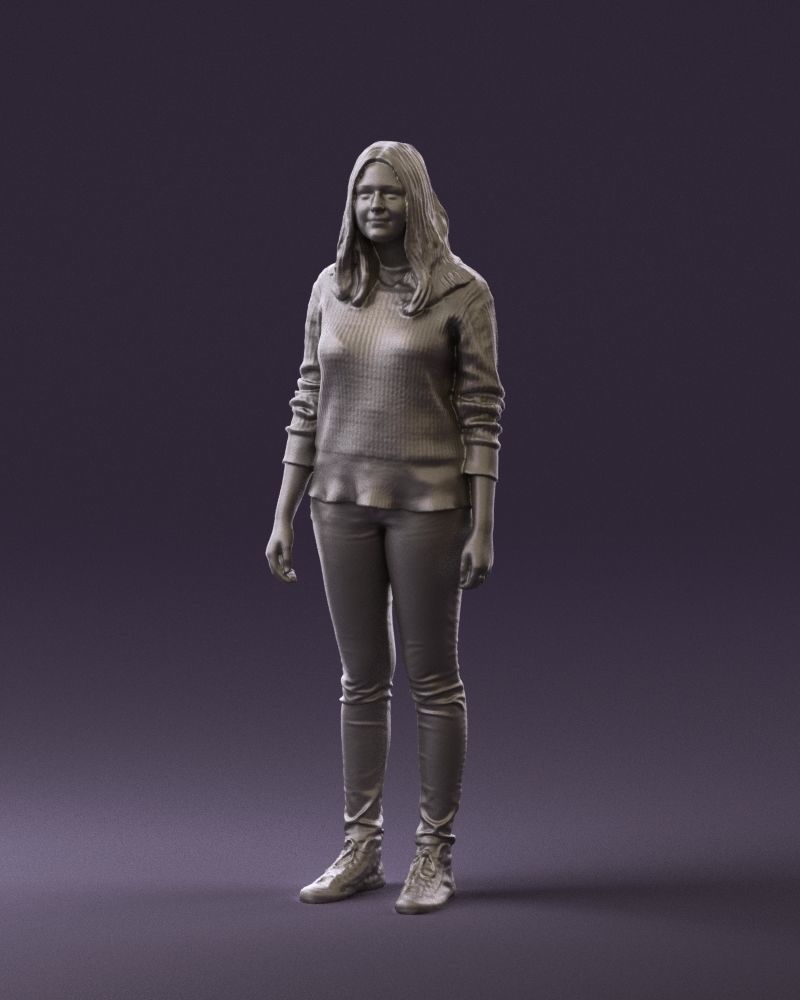 Woman in burgundy sweater 0759 3D model_31