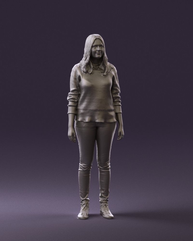 Woman in burgundy sweater 0759 3D model_4