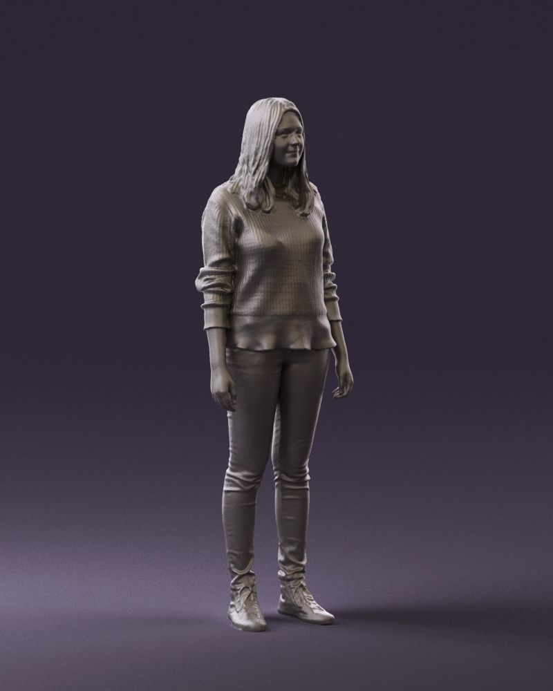 Woman in burgundy sweater 0759 3D Print Ready 3D print model_4