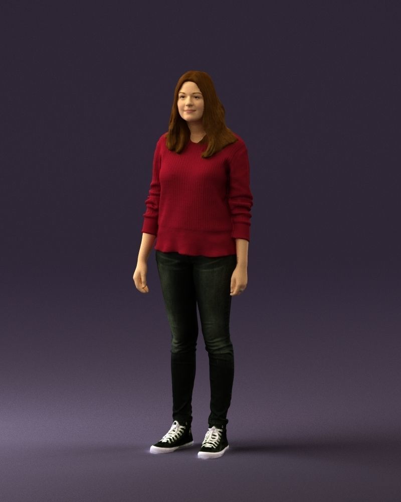 Woman in burgundy sweater 0759 3D Print Ready 3D print model_21