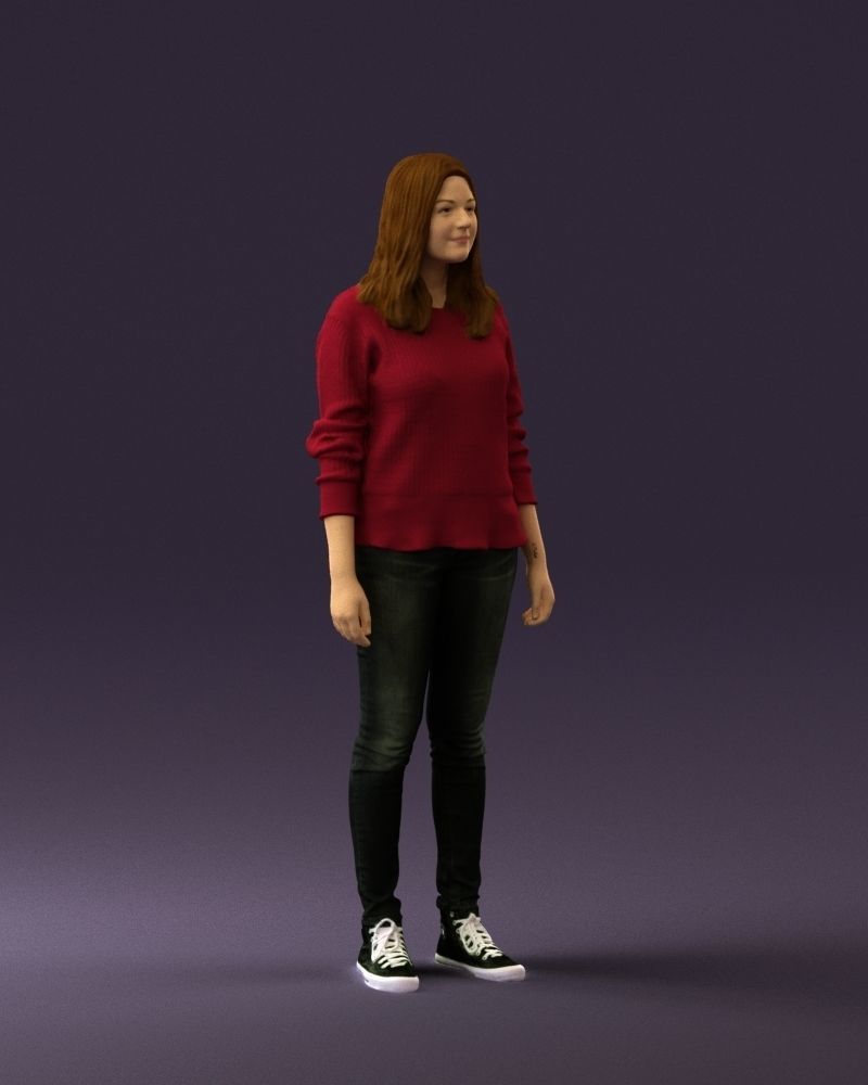Woman in burgundy sweater 0759 3D Print Ready 3D print model_5