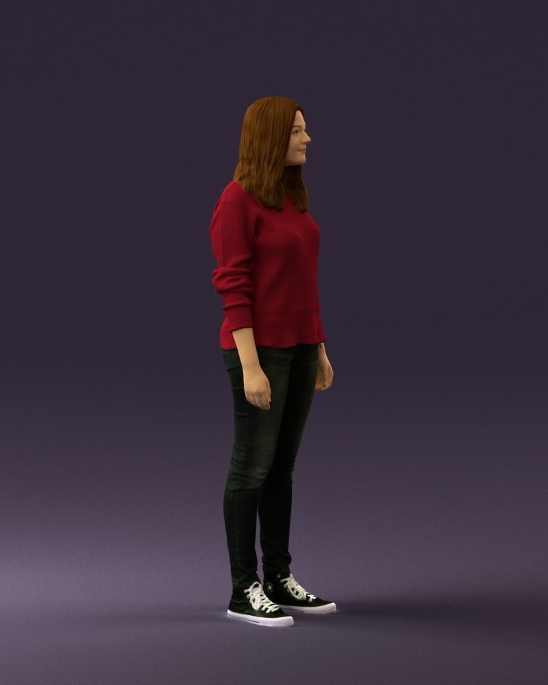 Woman in burgundy sweater 0759 3D Print Ready 3D print model_7