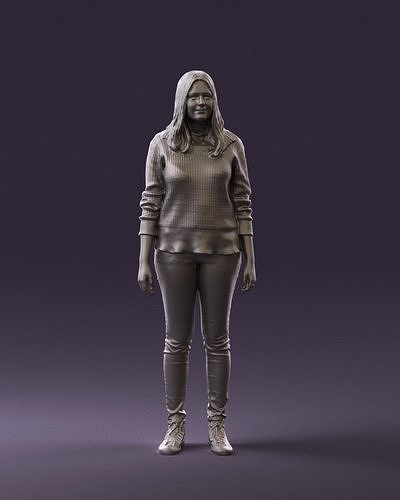 Woman in burgundy sweater 0759 3D Print Ready 3D print model
