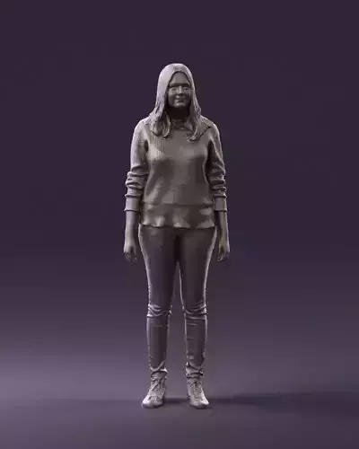 Woman in burgundy sweater 0759 3D Print Ready