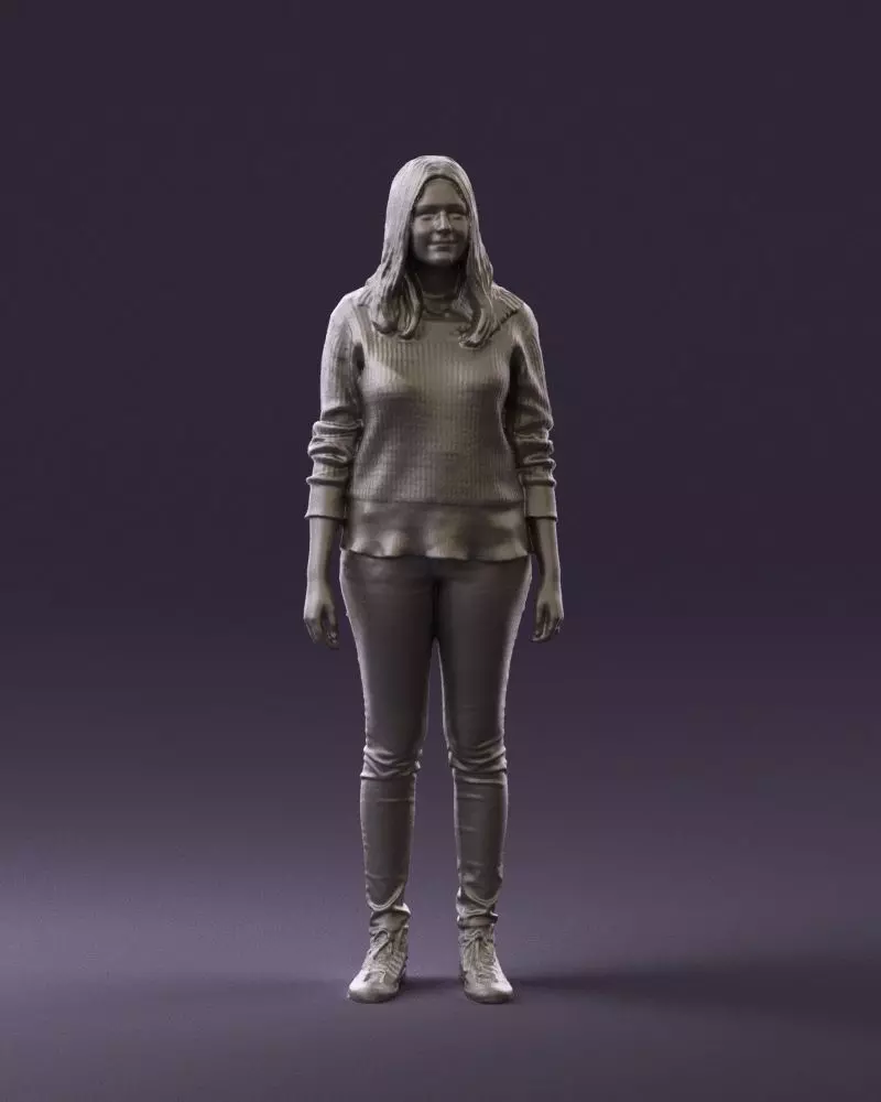 Woman in burgundy sweater 0759 3D Print Ready 3D print model_0