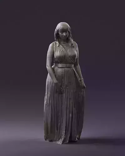 Woman in long flowered dress 0755 3D Print Ready
