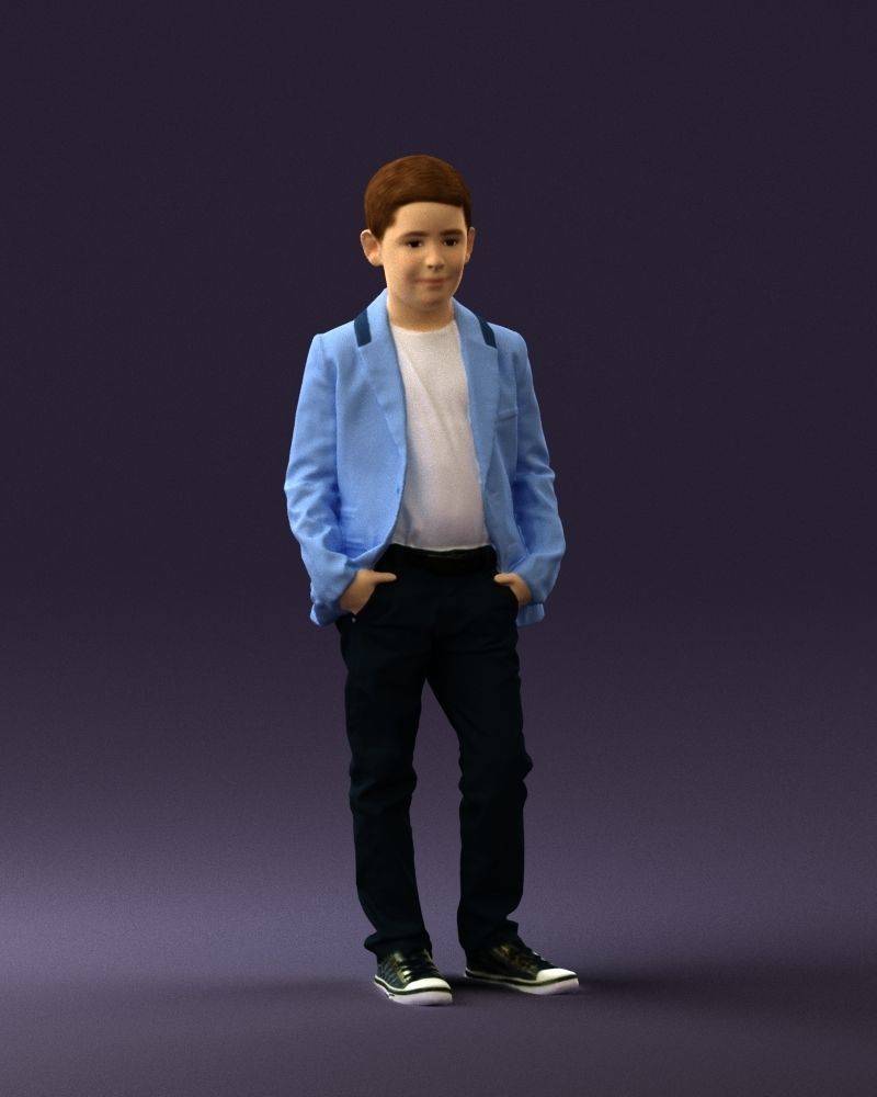 Young boy in bright blue blazer 0754 3D Print Ready 3D print model_1