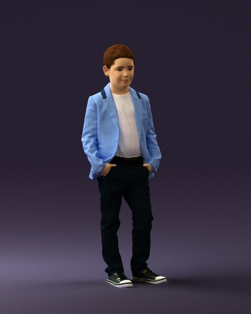 Young boy in bright blue blazer 0754 3D Print Ready 3D print model_3
