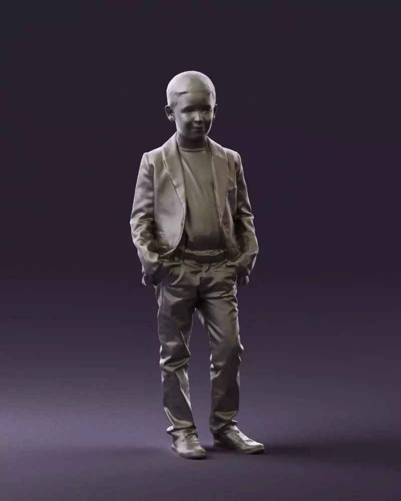 Young boy in bright blue blazer 0754 3D Print Ready 3D print model_0