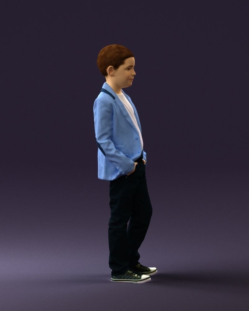 Young boy in bright blue blazer 0754 3D Print Ready 3D print model_7
