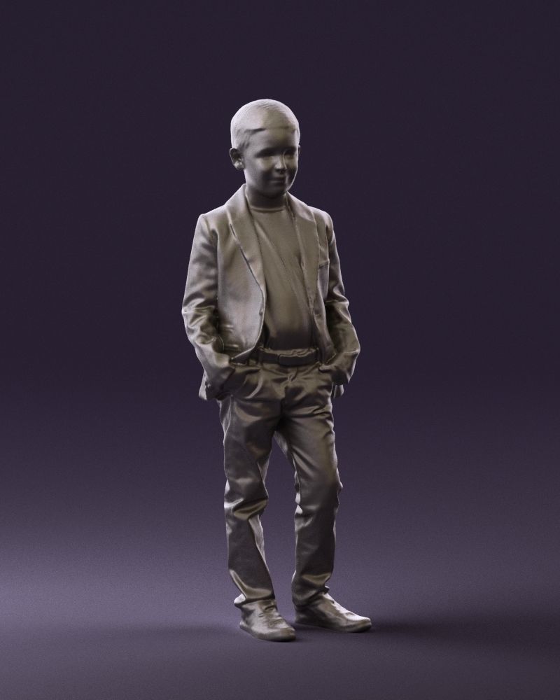 Young boy in bright blue blazer 0754 3D Print Ready 3D print model_2