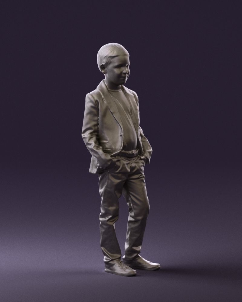 Young boy in bright blue blazer 0754 3D Print Ready 3D print model_4