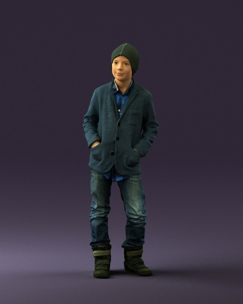 Young boy in long sleeve sweater 0763 3D Print Ready 3D print model_21