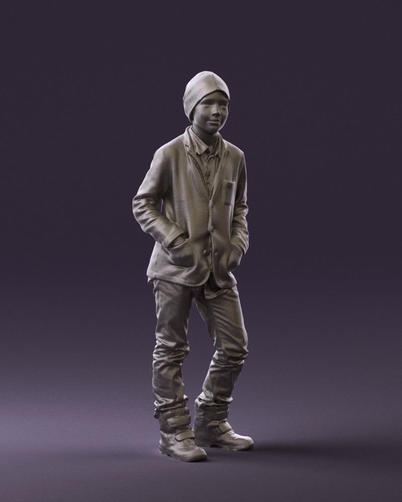 Young boy in long sleeve sweater 0763 3D Print Ready 3D print model_2