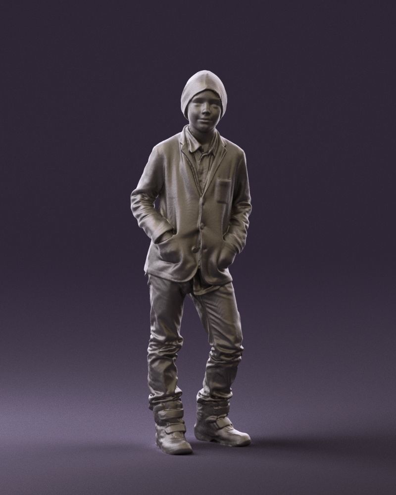 Young boy in long sleeve sweater 0763 3D Print Ready 3D print model_22