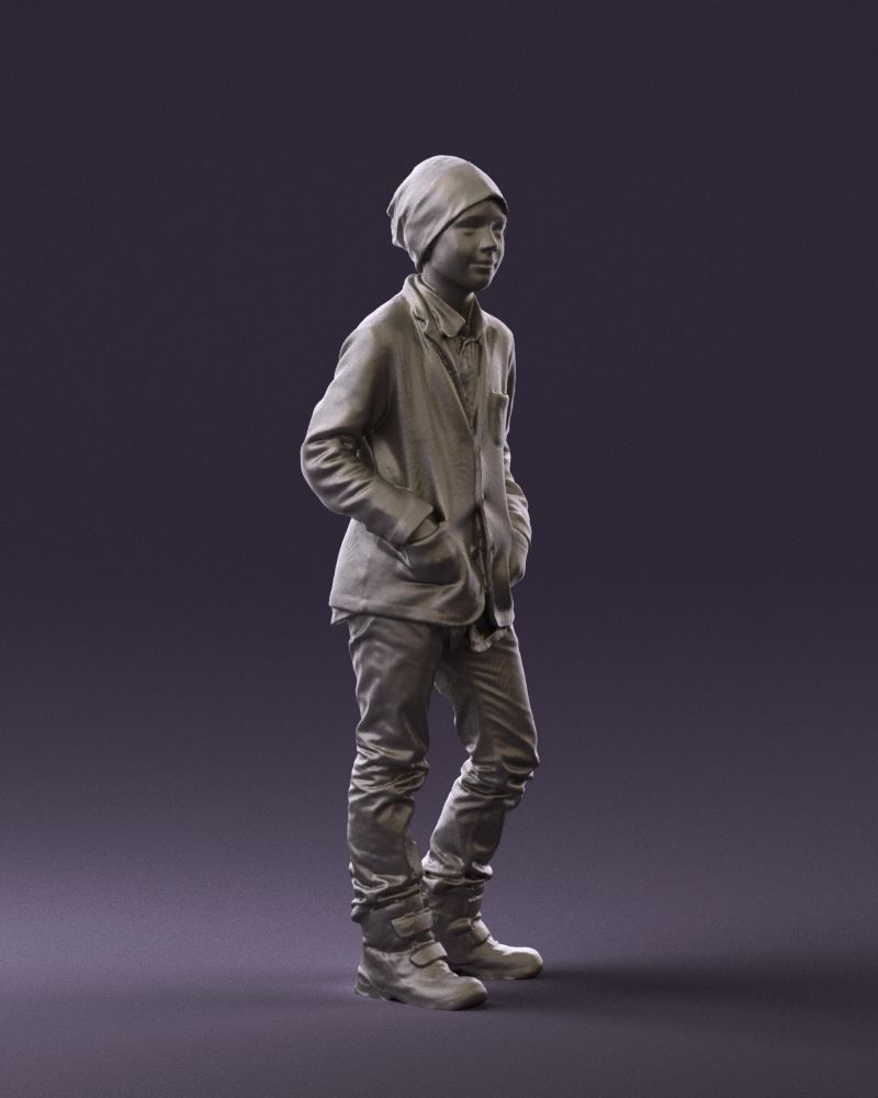 Young boy in long sleeve sweater 0763 3D Print Ready 3D print model_4