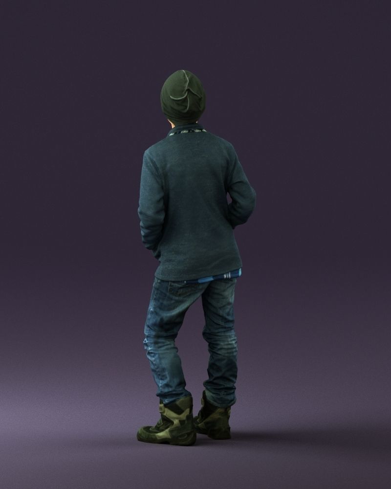 Young boy in long sleeve sweater 0763 3D Print Ready 3D print model_13