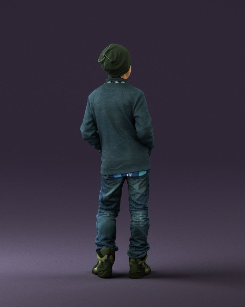 Young boy in long sleeve sweater 0763 3D Print Ready 3D print model_11