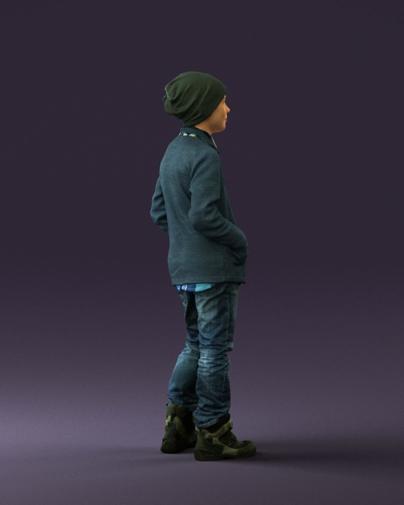 Young boy in long sleeve sweater 0763 3D Print Ready 3D print model_9