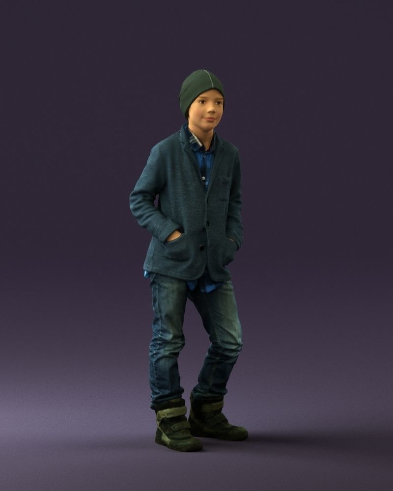Young boy in long sleeve sweater 0763 3D Print Ready 3D print model_3
