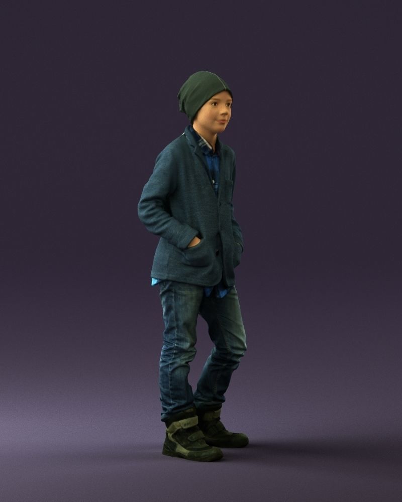 Young boy in long sleeve sweater 0763 3D Print Ready 3D print model_5