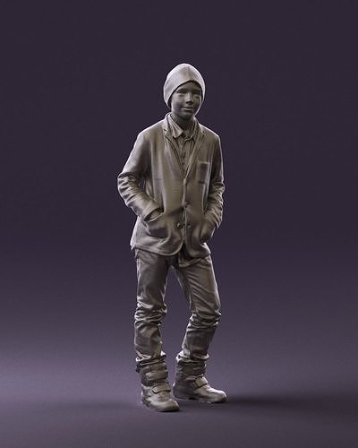Young boy in long sleeve sweater 0763 3D Print Ready 3D print model