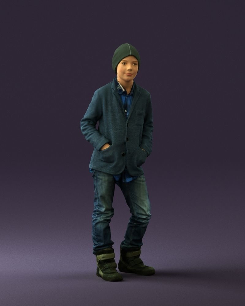 Young boy in long sleeve sweater 0763 3D Print Ready 3D print model_1