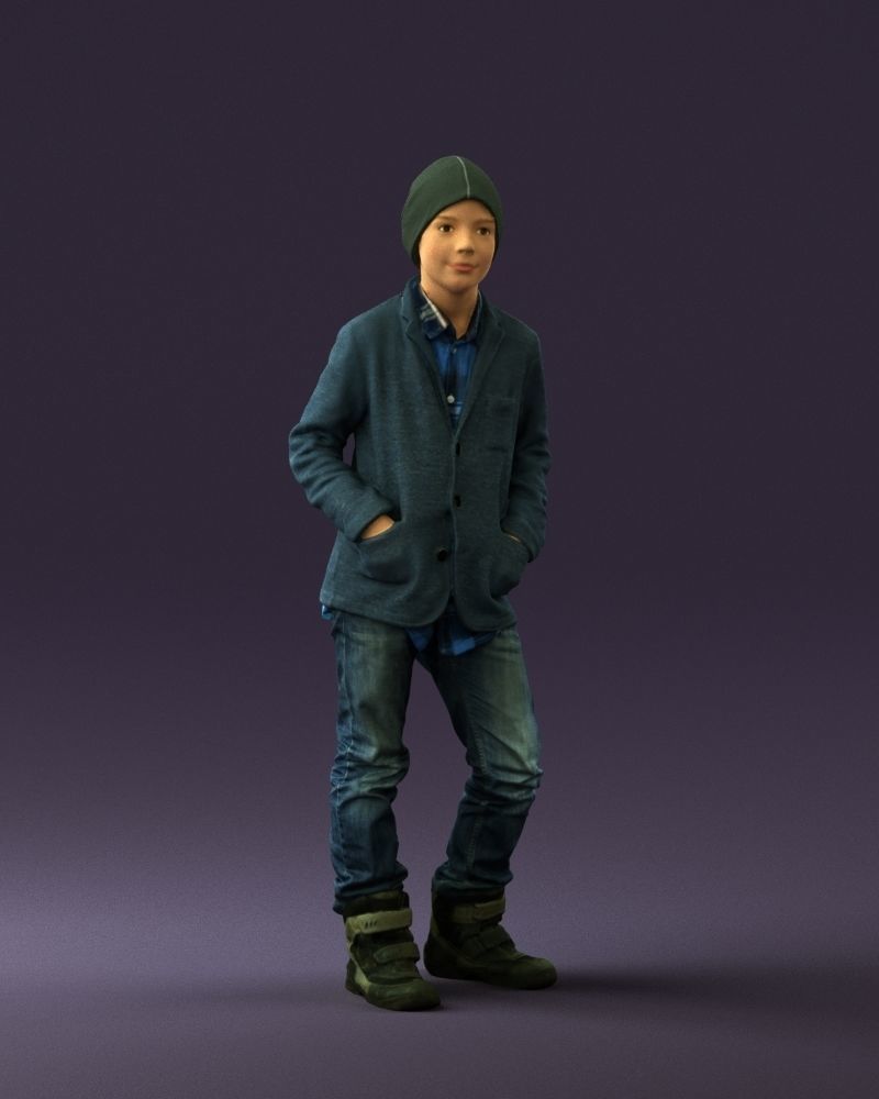 Young boy in long sleeve sweater 0763 3D Print Ready 3D print model_25