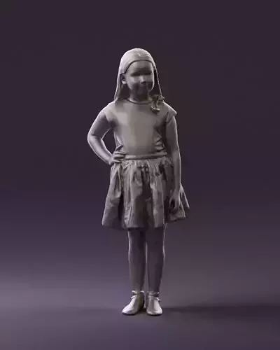 Young girl in flowered skirt 0752 3D Print Ready