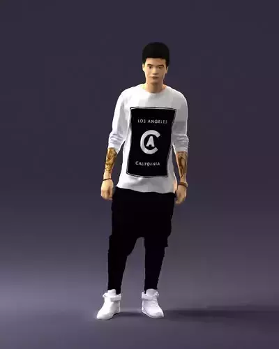 Teen with a tattoo in a white t-shirt 0206