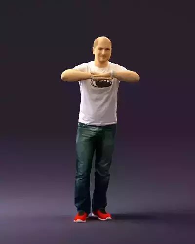 Man in whit shirt red shoes 0776