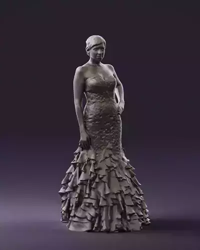 Woman inwhite Long dress 0779 3D Print Ready