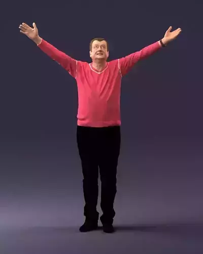 Man in a red jacket with his hands up 0257 3D Print Ready 3D print model