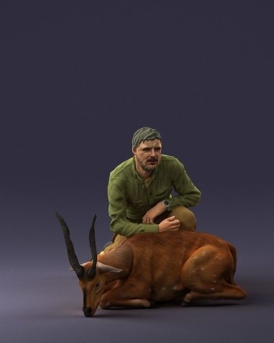 Hunter and antelope 0112 3D Print Ready 3D print model