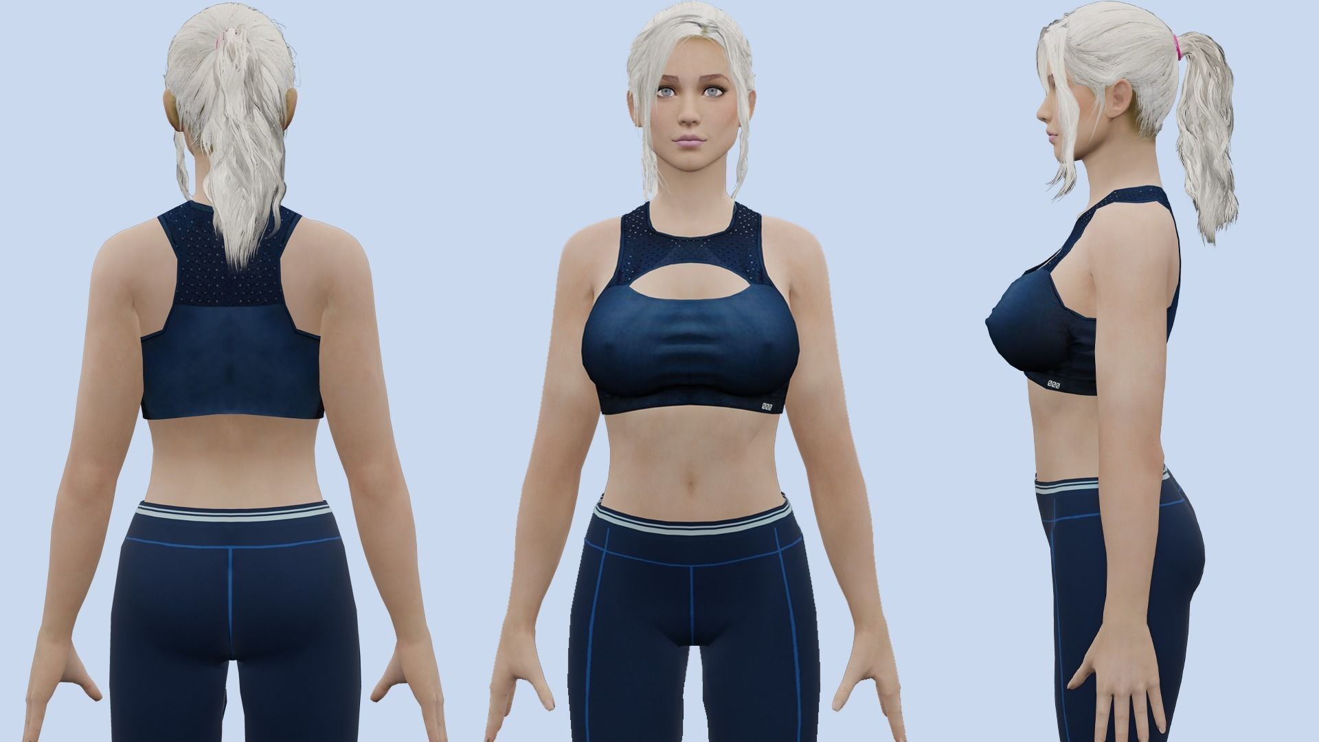 VR PBR FEMALE AVATAR CHARACTER BREANNA 3D MODEL CHEAP PRICE Low-poly 3D model_3