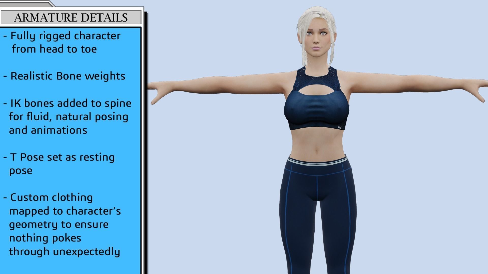 VR PBR FEMALE AVATAR CHARACTER BREANNA 3D MODEL CHEAP PRICE Low-poly 3D model_2