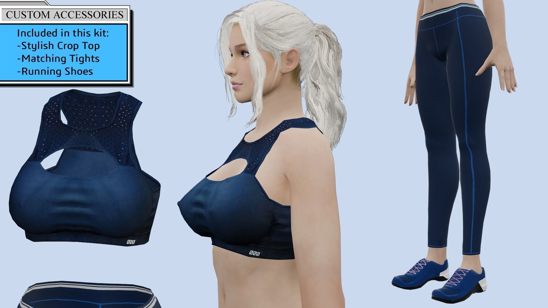 VR PBR FEMALE AVATAR CHARACTER BREANNA 3D MODEL CHEAP PRICE Low-poly 3D model_4